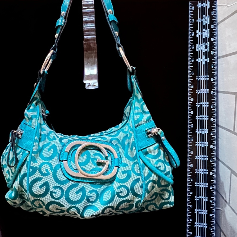 Guess Vintage Monogram Turquoise Handbag